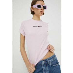 Tommy Jeans tricou femei, culoarea violet imagine