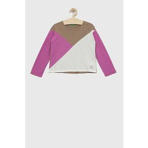 United Colors of Benetton longsleeve din bumbac pentru copii culoarea alb imagine