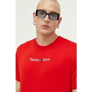 Tommy Jeans tricou din bumbac culoarea turcoaz, cu imprimeu imagine