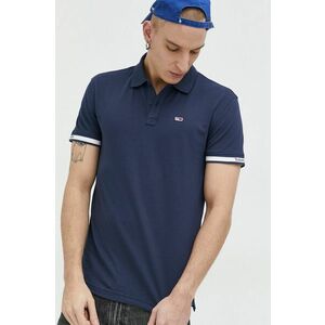 Tommy Jeans tricou polo barbati, culoarea albastru marin, cu imprimeu imagine