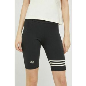 Adidas Originals pantaloni scurti femei, culoarea negru, cu imprimeu, high waist imagine