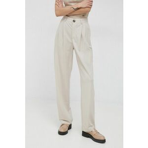 Pepe Jeans pantaloni Colette femei, culoarea bej, drept, high waist imagine