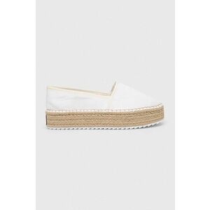 Tommy Jeans espadrile FLATFORM ESPADRILLE culoarea alb, cu platforma, EN0EN02078 imagine