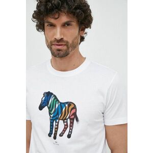 PS Paul Smith tricou din bumbac culoarea alb, cu imprimeu imagine