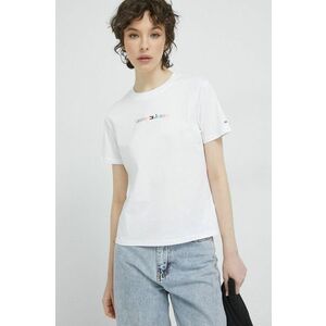 Tommy Jeans tricou din bumbac culoarea alb imagine