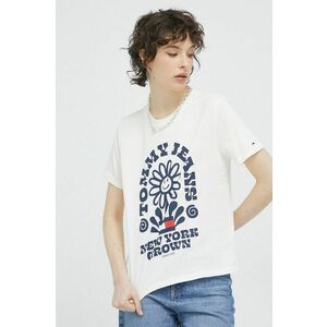 Tommy Jeans tricou din bumbac culoarea bej imagine