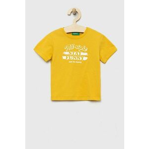 United Colors of Benetton tricou de bumbac pentru copii culoarea galben, modelator imagine