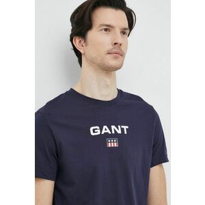 Gant tricou din bumbac culoarea albastru marin, cu imprimeu imagine