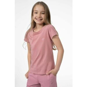 4F tricou de bumbac pentru copii culoarea roz, neted imagine