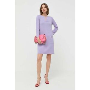 Luisa Spagnoli rochie din lana Monologo culoarea violet, mini, drept imagine