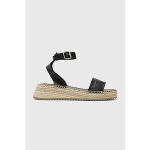 Pepe Jeans sandale de piele KATE femei, culoarea negru, cu platforma, PLS90591 imagine