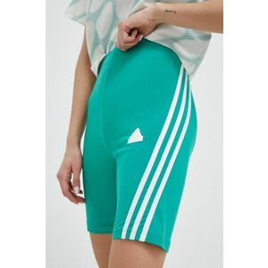 adidas pantaloni scurti femei, culoarea verde, cu imprimeu, high waist imagine