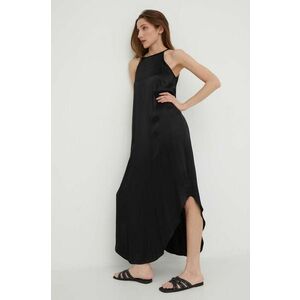 Answear Lab rochie de matase culoarea negru, maxi, drept imagine