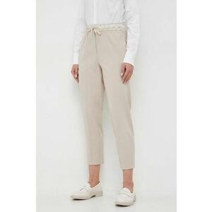 Marella pantaloni Milva femei, culoarea bej, high waist imagine