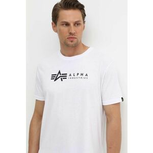 Alpha Industries tricou din bumbac Alpha Label T 2 Pack bărbați, culoarea alb, cu imprimeu 118534.09 imagine