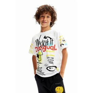 Desigual tricou de bumbac pentru copii culoarea alb, modelator imagine