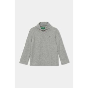 United Colors of Benetton longsleeve din bumbac pentru copii culoarea gri, neted, 3AOUG105E imagine