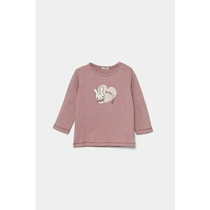 United Colors of Benetton longsleeve din bumbac pentru bebeluși culoarea roz, 3ATNA105L imagine