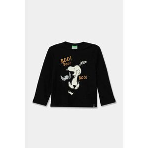 United Colors of Benetton longsleeve din bumbac pentru copii culoarea negru, cu imprimeu, 3VR5G10J9 imagine