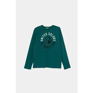 United Colors of Benetton longsleeve din bumbac pentru copii culoarea verde, cu imprimeu, 3ATNC10KQ imagine