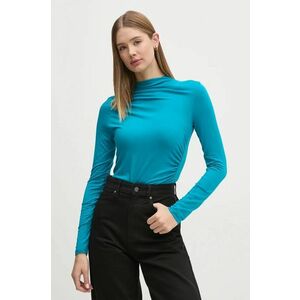 United Colors of Benetton longsleeve femei, culoarea turcoaz, cu turtleneck, 32AVD108J imagine