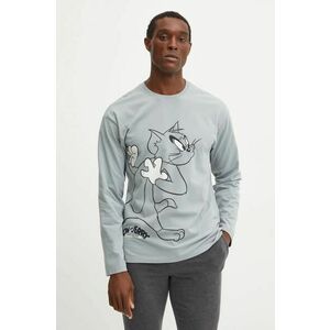 United Colors of Benetton longsleeve de pijama x TOM&JERRY culoarea gri, cu imprimeu, 3DKE4M01O imagine