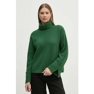 United Colors of Benetton pulover de lana femei, culoarea verde, cu guler, 1244D203D imagine