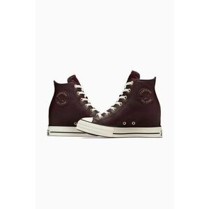 Converse tenisi de piele Chuck Taylor All Star Wedge femei, culoarea maro, A12349C imagine