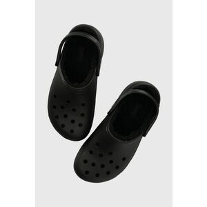 Crocs papuci Classic Platform Lined Clog femei, culoarea negru, cu platforma, 207938 imagine