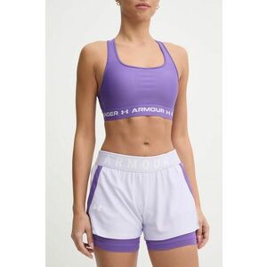 Under Armour pantaloni scurți de antrenament femei, culoarea violet, cu imprimeu, high waist imagine