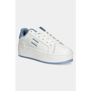 Tommy Jeans sneakers din piele TJW FLATFORM ESS culoarea alb, EN0EN02518 imagine