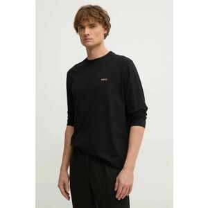 Boss Green longsleeve barbati, culoarea negru, neted, 50506365 imagine