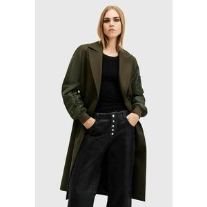 AllSaints palton de lana PAULAH culoarea verde, de tranzitie, cu doua randuri de nasturi, W007OZ imagine