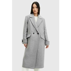 AllSaints palton din lana MABEL COAT culoarea gri, de tranzitie, cu doua randuri de nasturi, W006OZ imagine