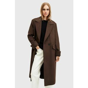 AllSaints palton din lana MABEL COAT culoarea maro, de tranzitie, cu doua randuri de nasturi, W006OZ imagine