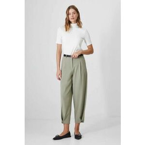 Medicine pantaloni femei, culoarea verde, lat, high waist imagine