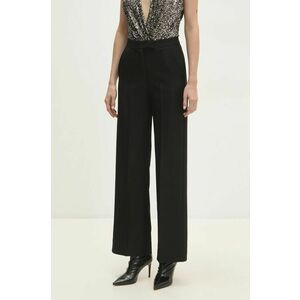 Answear Lab pantaloni din lână culoarea negru, drept, high waist imagine