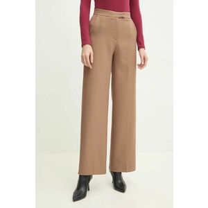 Answear Lab pantaloni din lână culoarea bej, drept, high waist imagine