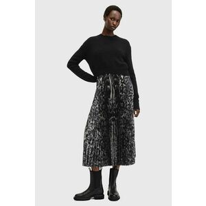 AllSaints rochie si pulover JINX PLEATED culoarea negru, midi, evazati, W186DB imagine