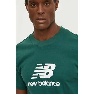 New Balance tricou din bumbac barbati, culoarea verde, cu imprimeu, MT41502NWG imagine