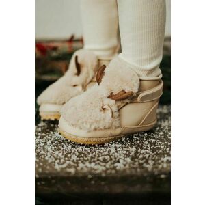 Donsje incaltaminte din piele pentru bebelusi Richy Booties Reindeer culoarea bej, 1033810 imagine