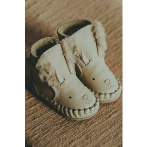 Donsje incaltaminte din piele pentru bebelusi Kapi Exclusive Booties Rabbit culoarea bej, 1028116 imagine