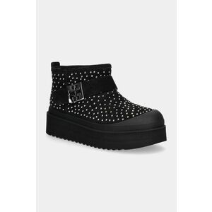 Tory Burch cizme de zapada din piele intoarsa Mellow Shearling Stud Platform Boot culoarea negru, 165420-006 imagine