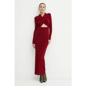 Bardot rochie RENO culoarea bordo, maxi, mulata, 58742DB imagine