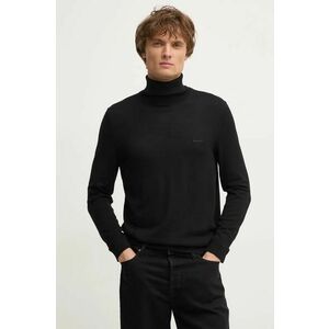 Gant pulover de lana barbati, culoarea negru, light, cu guler, 8050207 imagine