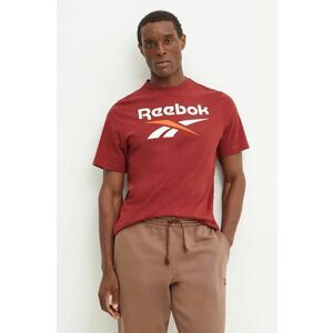 Reebok tricou din bumbac barbati, culoarea bordo, cu imprimeu, 100206030 imagine