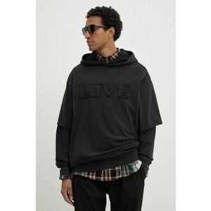 Desigual hanorac de bumbac NUEVOMEXICO barbati, culoarea negru, cu glugă, neted, 24WMSK19 imagine