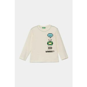 United Colors of Benetton longsleeve din bumbac pentru copii culoarea bej, cu imprimeu, 3ATNG10H5 imagine