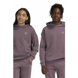 adidas Originals hanorac de bumbac pentru copii HOODIE culoarea violet, cu glugă, neted, IX7616 imagine