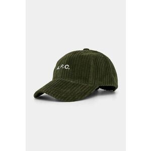 A.P.C. șapcă de baseball din catifea casquette charlie culoarea verde, neted, COEZQ.M24069 imagine